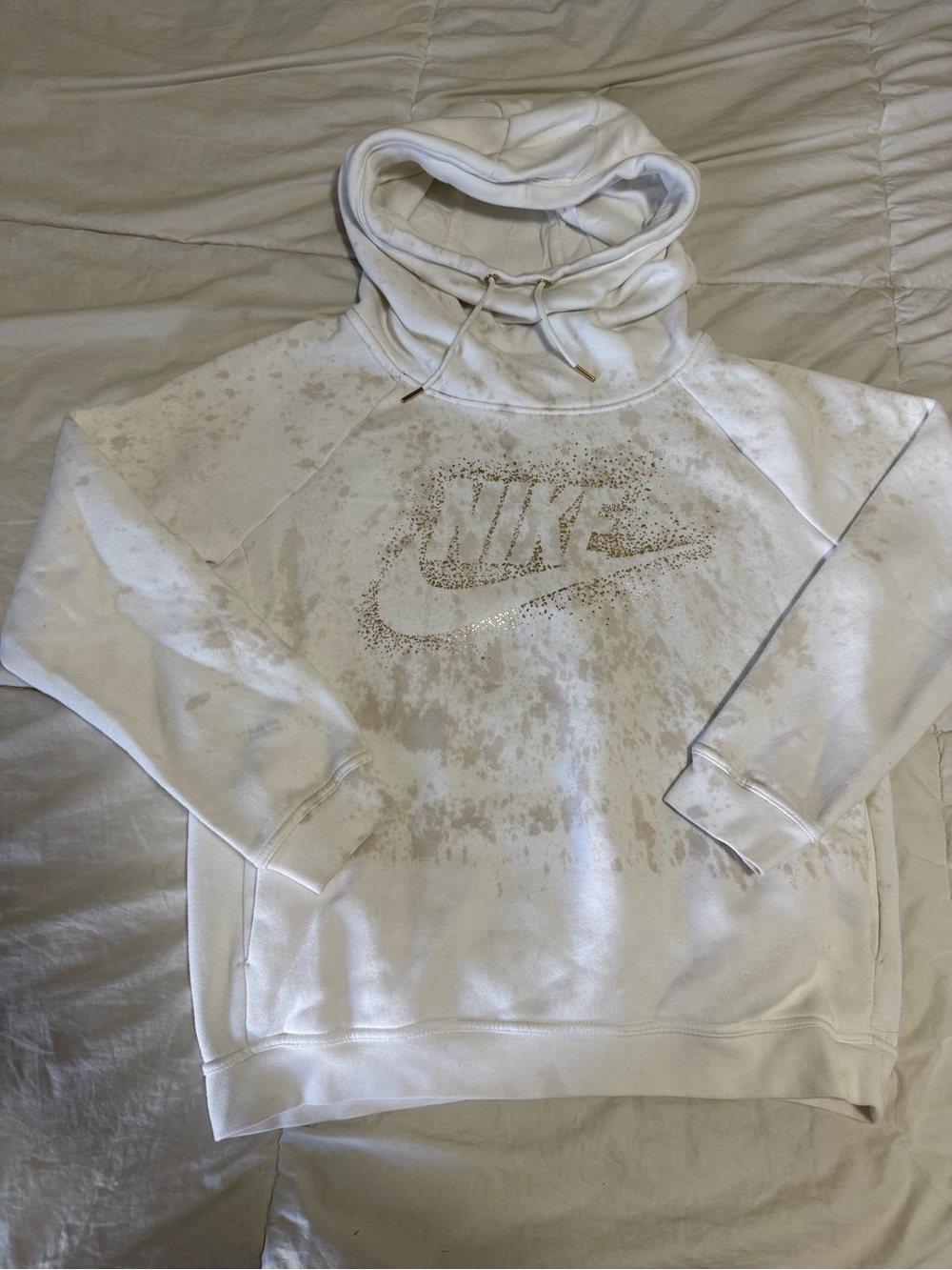Nike White Women's Cowl Neck Hoodie with Glitter Logo